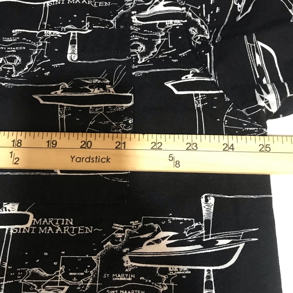 Island Blue Button Up Hawaiian Shirt Mens Sz XL Black Cruise Print Short Sleeves - Picture 10 of 13